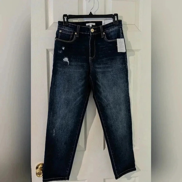 NWT STS‎ BLUE 27 Caroline 10" Straight Leg High Rise Jean  Dark Rise Distressed - Picture 1 of 9